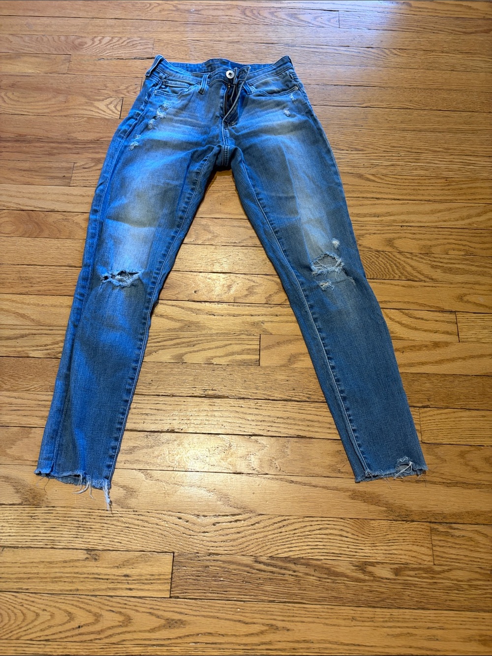 Size 25 AG Adriano Goldschmied Blue Distressed The Legging Ankle Skinny Jeans